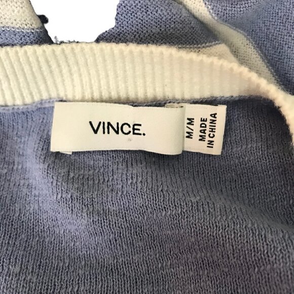 Vince 100% Cotton Blue & White Striped V-neck  Sweater Size M - Picture 6 of 7